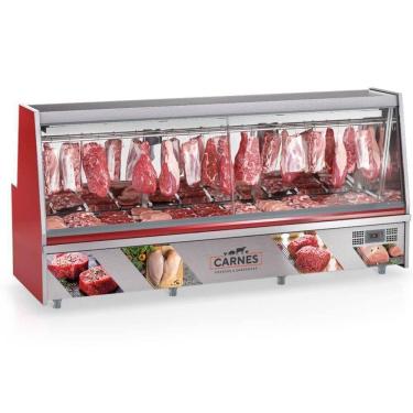 Imagem de Balcão Frigorifico Turino Com Depósito Gats300d Gelopar Expositor De Carnes Vermelho 220v
