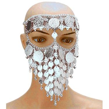 Imagem de Astage Acessórios para dança do véu de moedas para dança do ventre Lady Cosplay, Moeda de prata, tamanho �nico