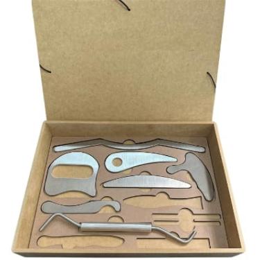 Imagem de Kit 7 Instrumentos de Liberação Miofascial Massagem Massageador Iastm Tudo em Inox Mais Case