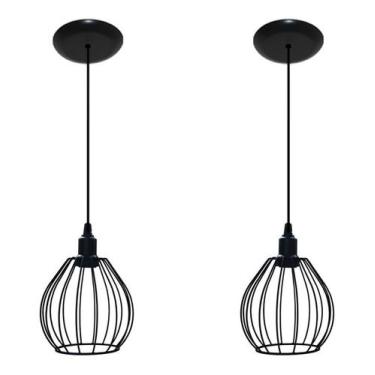 Imagem de Kit Com 02 Luminarias Pendente Aramado - Modelo Balão Ideal para balcã