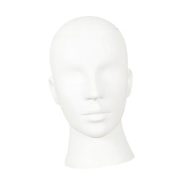Imagem de Esquirla Cabeça de manequim careca, suporte de exposição de chapéu masculino, base estável independente, suporte de peruca, suporte de exposição de chapéu para, Branco Mate