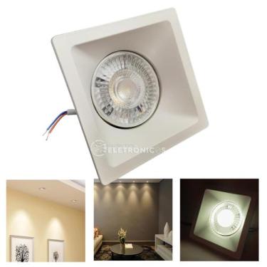 Imagem de Kit 10 Spot Led 6W IP20 Quadrado Luz Aconchegante Bivolt EB1151 EB1152