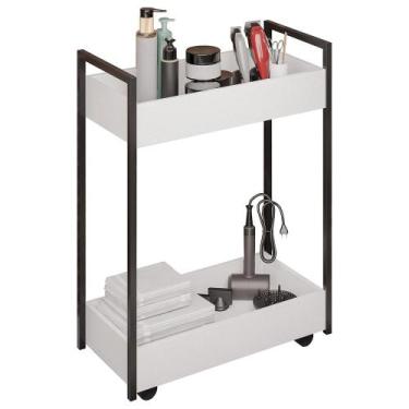 Imagem de Carrinho Auxiliar para Salão de Beleza Industrial Sara M24 Branco/Pret