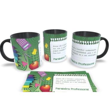 Imagem de Canecas Preta Personalizadas dia dos Professores - Estampa Sublimada, 