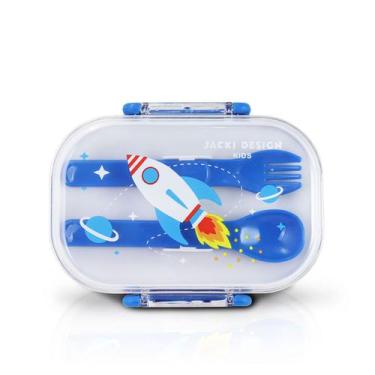 Imagem de Pote Lanches Infantil Marmita 2 Andares com Garfo e Colher Criança Men