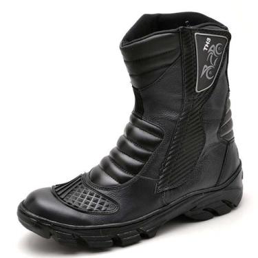 Imagem de Bota Coturno Motociclista Couro Semi Impermeável Preto - Pizzaflex, 37