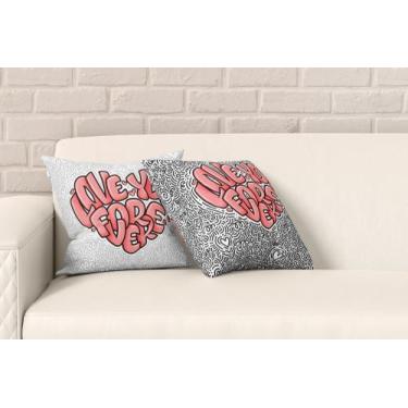 Imagem de Kit 2 Almofadas Com Enchimento Amor para Sempre Coração Rosa - Core De