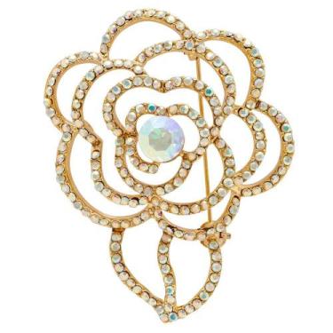Imagem de Broche Strass Flor Akasaki BRG0074, Dourado