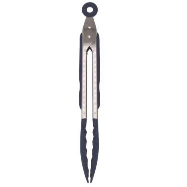 Imagem de Pegador ou pinça multiuso com ponta de nylon azul - Inox 35 cm - Facke