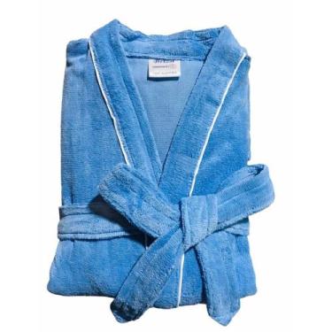 Imagem de Roupão de Banho Briza Veludo Adulto c/ Viés 100% Algodão Manga Curta (