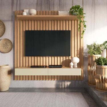 Imagem de Painel Ripado Suspenso para TV até 65" 2 Gavetas 178 Cm 100% MDF Freij