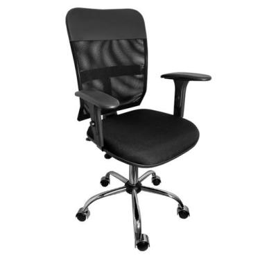 Imagem de Cadeira Tela Executiva Ergonômica NR17 Com Braço Regulável Cromada - U
