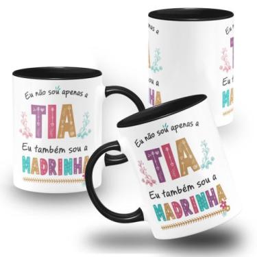 Imagem de Caneca Tia Madrinha Batismo Dinda - Amo Personalizado, Preto