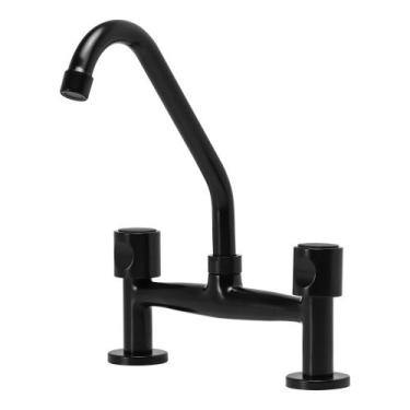 Imagem de Torneira misturador bica movel preto mesa cozinha c42 - Furkin
