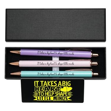 Imagem de WHLBHG Presente para professores, It Takes a Big Heart to Shape Little Minds, conjunto de 3 peças, tinta preta média de 1 mm para escola, escritório, presente de apreciação de estudante (caneta - It