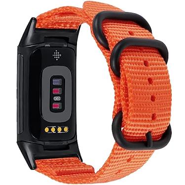 Imagem de Zeit Diktator Pulseira de relógio compatível com Fitbit Charge 5/Charge 6, pulseira de relógio de nylon estilo esportivo para homens, média