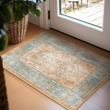 Imagem de Tapete Ashler Boho, tapetes vintage de entrada 2x3, tapete marroquino para sala de estar, quarto, cozinha sala de jantar, decoração de casa laranja, tapetes antiderrapantes e laváveis na máquina, decoração de carpete