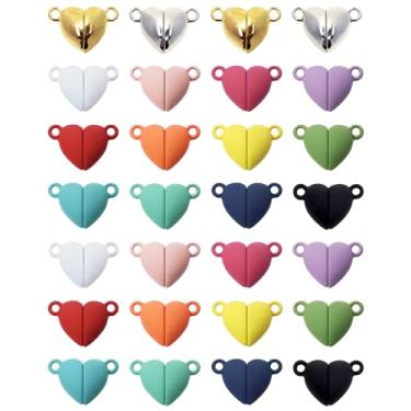 Imagem de Tupalizy Fechos magnéticos de colar com contas de coração, pingentes para fazer joias, casais, pulseiras de amizade, colares, anéis de salto, chaveiros, acessórios, artesanato faça você mesmo