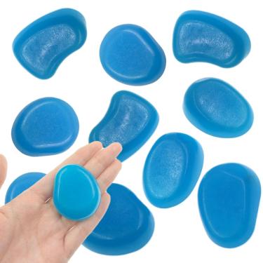 Imagem de QTTLLI 20 peças 4,5 cm pedras grandes que brilham no escuro pedras decorativas para jardim caminho passarela quintal aquário de peixes, azul