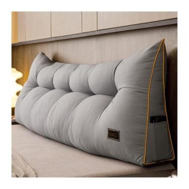 Imagem de CFLNYC Large Triangle Headboard Pillow Queen Size Cushion Headboard Rest Pillow with Removable Cover for Watching TV, Relaxing(Gray,Full(47"/120cm))