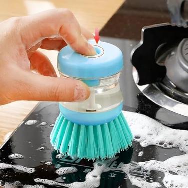 Imagem de Escova Bucha Lavagem Louça C/Dispenser de Detergente Panela Prato Cozinha Tanque Inteligente Plastica (Plástico - Polipropileno)