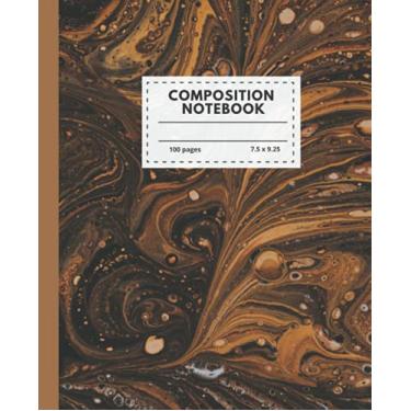 Imagem de Marble composition notebook: college ruled Paper Notebook Journal for Kids Teens Students, gold liquid marble cover-100 pages, 7.5" x 9.25"