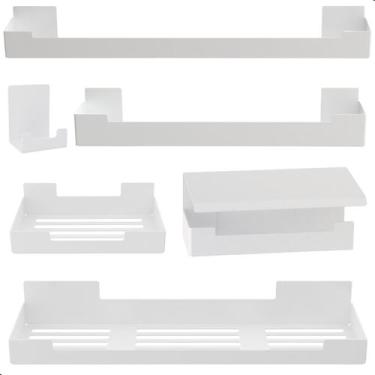 Imagem de Kit Acessórios Para Banheiro Com Adesivo 6 Peças Branco ELG - STEELDEC