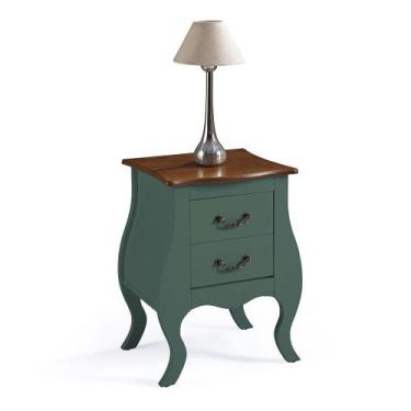 Imagem de Mesa de Cabeceira Bombê com 2 Gavetas 1026 Linz Móveis, Verde Musgo/Im