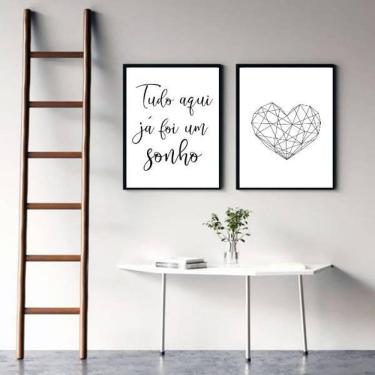 Imagem de Kit 2 Quadros Tudo Aqui Já Foi Um Sonho 45X34Cm - Preta