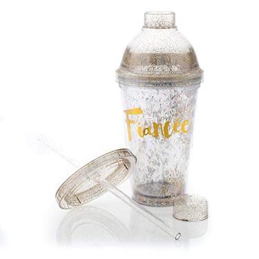 Imagem de Creative Brands Slant Collections - Conjunto de coqueteleira e copos de acrílico, 473 ml, noiva