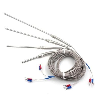 Imagem de RIQVFAEUN Termopar M8 1m 2m 3 metros 4m 5m Tipo K E J PT100 50mm 150mm 100mm 200mm Sonda Rosca Rosca Sensor de Temperatura 0-400°C (1M Tipo E, 50mm)