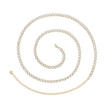 Imagem de PEARLADA Corrente corporal minimalista de biquíni de praia de ouro 18 quilates pérola corrente de barriga ajustável pingentes de concha joia moderna feita à mão para mulheres corrente de cintura sexy, 29.5-35.5, Metal não precioso, Zircônia cúbica