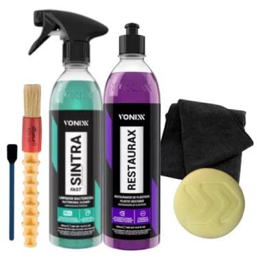 Imagem de Vonixx Kit Limpeza Automotiva, Sintra Fast 500ml + Restaurax 500ml, com Aplicador, Pincel e Mini Stick