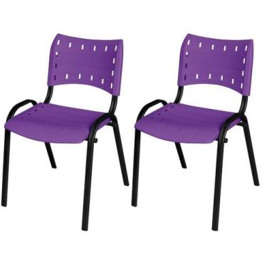 Imagem de Cadeira Iso Base Preto Igreja, Escola, Escritório - Violeta Kit 2 Peça