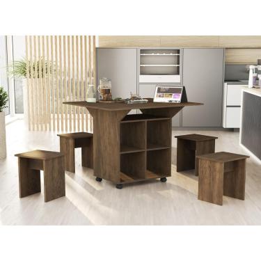 Imagem de Mesa Dobrável Jeff com Bancos Castanho