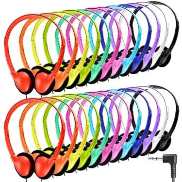 Imagem de Fones de ouvido para sala de aula, pacote com 54, fones de ouvido intra-auriculares para estudantes, fones de ouvido giratórios confortáveis para sala de aula, biblioteca, escola, avião, para