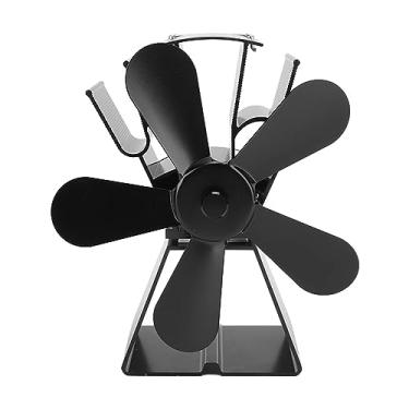 Imagem de Ventilador de Fogão a Lenha 5 Lâminas, Ventilador de Lareira a Calor Sem Liga Elétrica e de Alumínio Camping Leve Ventilador para o Fogão a Lenha Queimador Com Termômetro, (BLACK)
