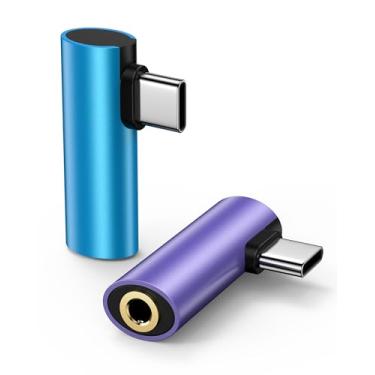 Imagem de Adaptador auxiliar Samsung S25 Edge USB C, ângulo reto tipo C para conector de áudio de 3,5 mm para Galaxy Z Flip7 Fold7 A17 A36 A26 A06 5G A16 A14 A13 S24 Ultra S23 S22 Note10 20 Adaptador de fone de