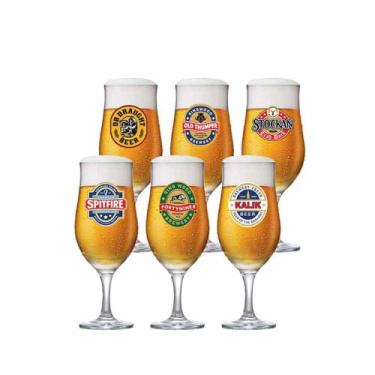 Imagem de Ruvolo, Kit de Taça para Cerveja Berlin com Frases 6 pcs, 330ml
