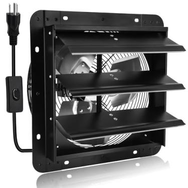 Imagem de Criditpid Exaustor de obturador de parede de 30,5 cm, exaustor de ventilação de parede preto com interruptor ON/OFF para empena, casa, galpão, garagem, porão, cozinha, ventilação do sótão, 970 CFM,