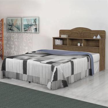 Imagem de Cabeceira Casal Box Vivian 1400 - 100% mdf C/Nichos Basoto Castanho