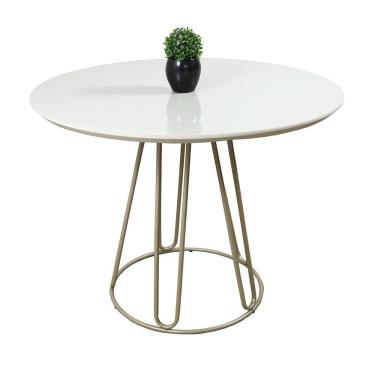 Imagem de Mesa De Jantar Rubi Off White Com Base De Metal Champanhe
