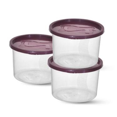 Imagem de Conjunto Com 3 Potes Redondos Graduados BPA Free 1,1 Litros - Plástico