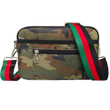 Imagem de Dyalsa Pequena bolsa transversal feminina de lona, mini bolsa transversal, bolsa de ombro para treino de viagem com alça ajustável AL-045Camo