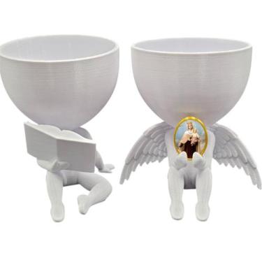 Imagem de Kit Decoração Nossa Senhora do Carmo Anjinho + Lendo Biblia - Point da