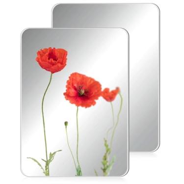 Imagem de Blulu 2 peças de espelho de armário magnético pequeno de vidro real armário escolar espelho de maquiagem magnético para banheiro armário de geladeira doméstico (retangular, 20 x 30 cm)