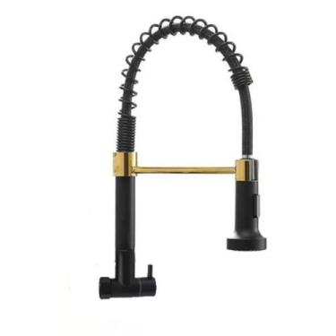 Imagem de Torneira Cozinha Gourmet Monocomando Parede Extensivel Cromado preto/p