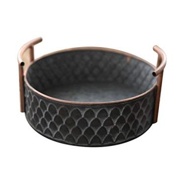 Imagem de Cesta de armazenamento redonda vintage de ferro forjado para cozinha, frutas, pão, bandeja de ferro para comida, piquenique, acessórios de fotografia diversos para casa