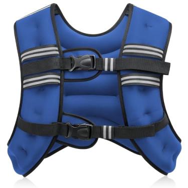 Imagem de ZELUS Colete pesado, 3,6 kg, 5,4 kg, 7,3 kg, 9 kg, colete de peso ajustável para homens e mulheres, colete de peso corporal com faixa refletiva e bolsa de braçadeira para academia em casa, treinamento