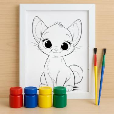 Imagem de Meu Pequeno Artista Kit de Pintura Infantil, Moldura A4, 4 Cores Guache, 2 Pincéis (4)